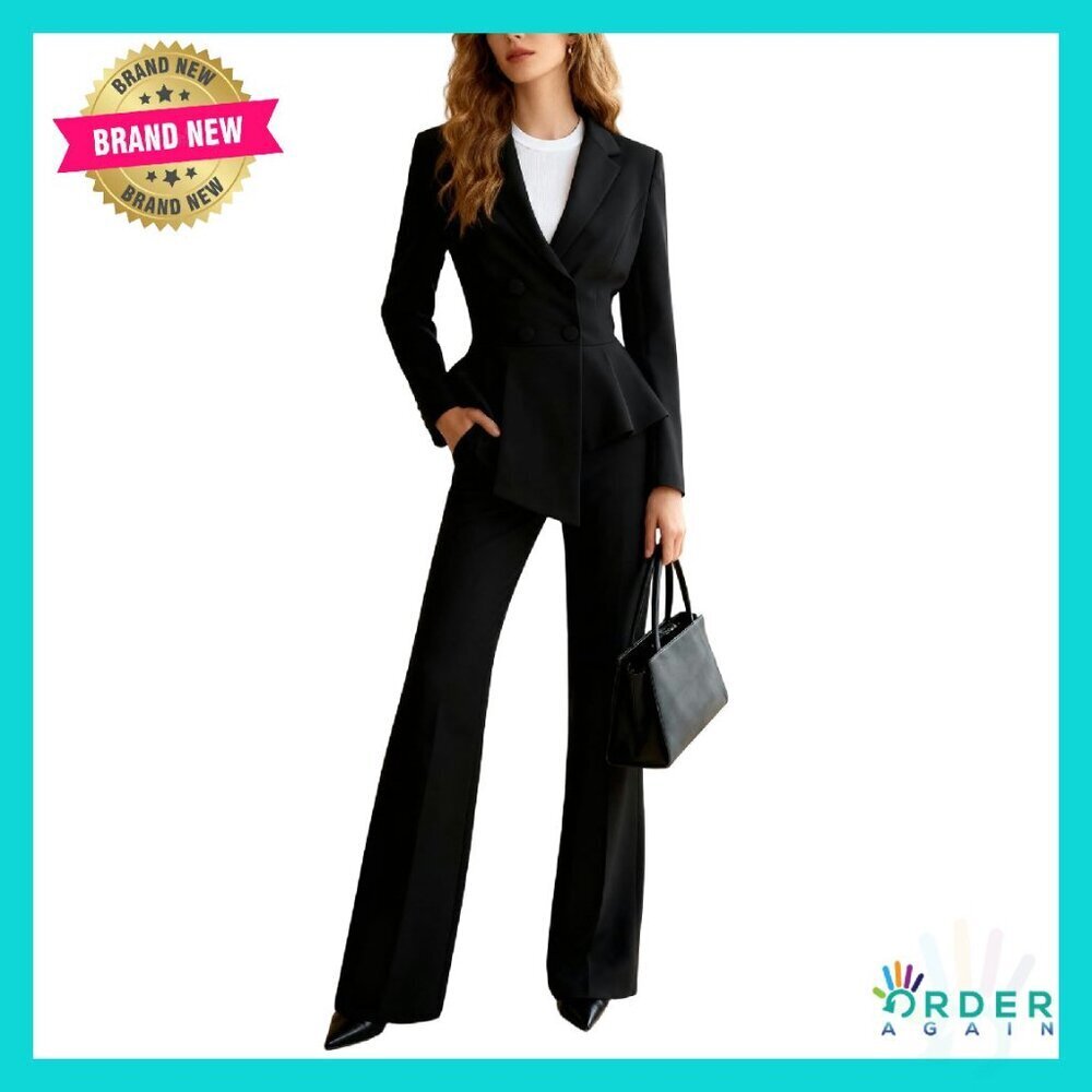 Double Breasted Blazer Pantsuit Set Elegant Business Casual Office Wear